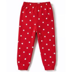 Babyhug 100% Cotton Knit Full Sleeves Bear Printed T-Shirt & Pyjama Night Suit - Red