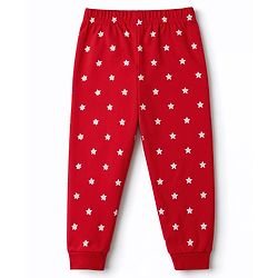 Babyhug 100% Cotton Knit Full Sleeves Bear Printed T-Shirt & Pyjama Night Suit - Red