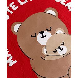 Babyhug 100% Cotton Knit Full Sleeves Bear Printed T-Shirt & Pyjama Night Suit - Red