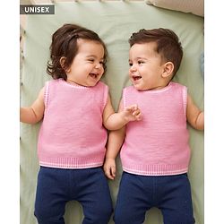 Babyhug Knit Sleeveless Solid Color Pullover Vest - Pink