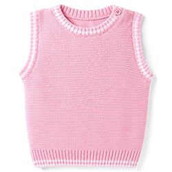 Babyhug Knit Sleeveless Solid Color Pullover Vest - Pink