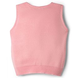 Babyhug Knit Sleeveless Solid Front Open Sweater - Pink