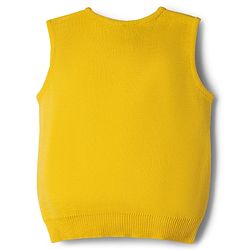 Babyhug Knit Sleeveless Solid Front Open Sweater - Yellow