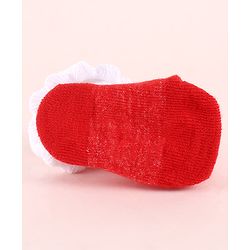 Cute Walk by Babyhug Fabric Socks Shoes With Large Bow Applique - Red