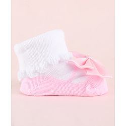 Cute Walk by Babyhug Fabric Socks Shoes With Large Bow Applique - Pink