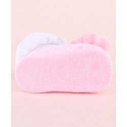 Cute Walk by Babyhug Fabric Socks Shoes With Large Bow Applique - Pink
