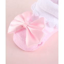 Cute Walk by Babyhug Fabric Socks Shoes With Large Bow Applique - Pink