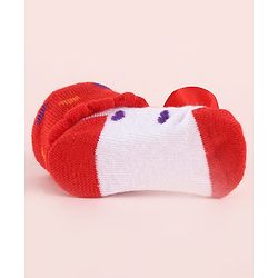 Cute Walk by Babyhug Fabric Socks Shoes With Large Floral Applique - Red