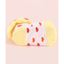 Cute Walk by Babyhug Fabric Socks Shoes With Hearts & Large Chick Applique - Yellow