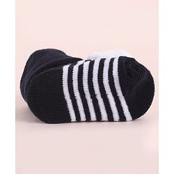 Cute Walk by Babyhug Fabric Socks Shoes With Strips & Large Animal Applique - White