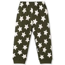 Babyhug 100% Cotton Knit Full sleeves T-Shirts & Pyjama Night Suit With Champion & Star Print - Dark Green
