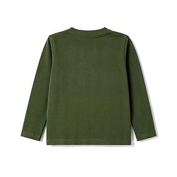 Babyhug 100% Cotton Knit Full Sleeves T-Shirt & Pajama Night Suit with Bear Face & Star Print - Dark Green