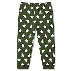 Babyhug 100% Cotton Knit Full Sleeves T-Shirt & Pajama Night Suit with Bear Face & Star Print - Dark Green