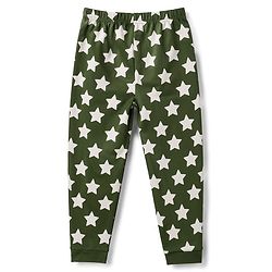 Babyhug 100% Cotton Knit Full Sleeves T-Shirt & Pajama Night Suit with Bear Face & Star Print - Dark Green