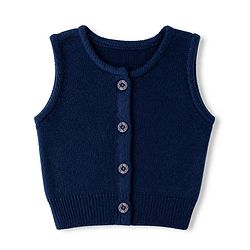 Babyhug Knit Sleeveless Front Open Sweaters - Navy Blue
