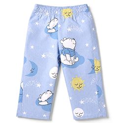 Babyhug Disney 100% Cotton Poplin Woven Shirt & Pyjama Night Suit with Bear Print in Blue