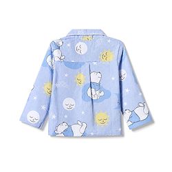 Babyhug Disney 100% Cotton Poplin Woven Shirt & Pyjama Night Suit with Bear Print in Blue