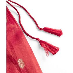Babyhug Premium 100% Cotton Woven 3/4th Bell Sleeves Lehenga Choli and Dupatta Set With Floral Foil Print in Red