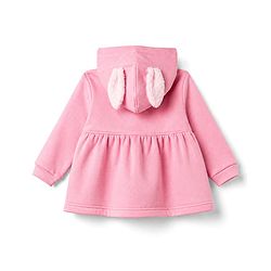 Babyhug Knit Full Sleeves Sweat Jacket with Hood & Bunny Applique - Pink