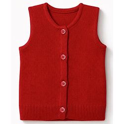 Babyhug Knit Sleeveless Front Open Sweater - Red