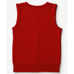 Babyhug Knit Sleeveless Front Open Sweater - Red
