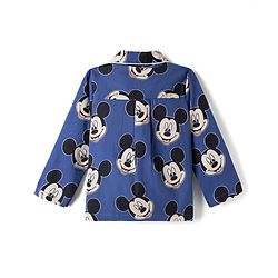 Babyhug Disney 100% Cotton Poplin Woven Full Sleeves Co-ord Shirt & Pajama Night Suit with Mickey Mouse Graphic Print - Navy Blue