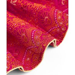 Babyhug Woven Brocade Half Sleeves Printed Choli & Lehenga Set With Dupatta - Fuchsia