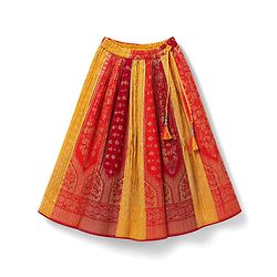 Babyhug Brocade Woven Sleeveless Lehenga Choli & Dupatta Set With Embellishment - Yellow
