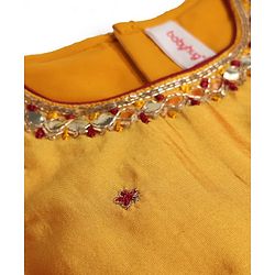 Babyhug Brocade Woven Sleeveless Lehenga Choli & Dupatta Set With Embellishment - Yellow