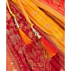 Babyhug Brocade Woven Sleeveless Lehenga Choli & Dupatta Set With Embellishment - Yellow