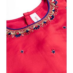 Babyhug Woven Half Sleeves Brocade Floral Zari Embroidered Lehenga Choli and Dupatta Set - Blue