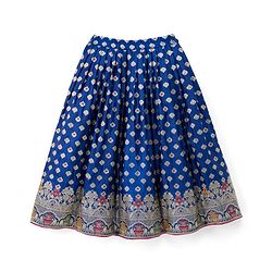 Babyhug Woven Half Sleeves Brocade Floral Zari Embroidered Lehenga Choli and Dupatta Set - Blue