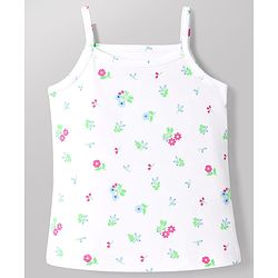 Babyhug 100% Cotton Single Jersey Knit Sleeveless Slips With Floral Print Pack of 3 - White, Blue & Pink
