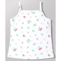 Babyhug 100% Cotton Single Jersey Knit Sleeveless Slips With Floral Print Pack of 3 - White, Blue & Pink