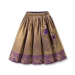 Babyhug Woven Brocade Half Sleeves Printed Choli & Lehenga Set With Dupatta - Purple