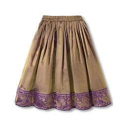 Babyhug Woven Brocade Half Sleeves Printed Choli & Lehenga Set With Dupatta - Purple