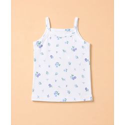 Babyhug 100% Cotton Single Jersey Knit Sleeveless Floral Printed Slips Pack of 3 - Blue, Green & White