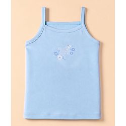 Babyhug 100% Cotton Single Jersey Knit Sleeveless Floral Printed Slips Pack of 3 - Blue, Green & White