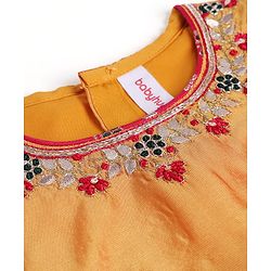 Babyhug Brocade Woven Half Sleeves Embellished Choli & Lehenga Set With Dupatta - Fuchsia