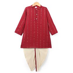 Babyhug Georgette Woven Full Sleeves Sequin Embroidered Dhoti Kurta Set - Red