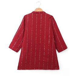 Babyhug Georgette Woven Full Sleeves Sequin Embroidered Dhoti Kurta Set - Red