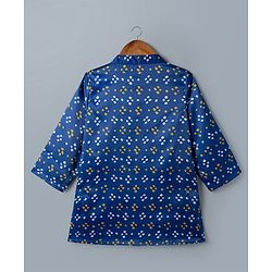Babyhug Rayon Woven Full Sleeves Bandhani Printed  Kurta Dhoti Set -Blue