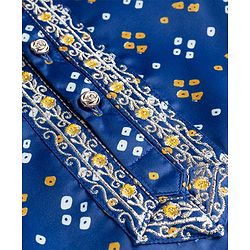 Babyhug Rayon Woven Full Sleeves Bandhani Printed  Kurta Dhoti Set -Blue