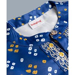 Babyhug Rayon Woven Full Sleeves Bandhani Printed  Kurta Dhoti Set -Blue