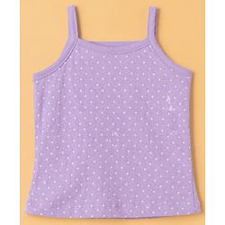 Babyhug 100% Cotton Single Jersey Knit Sleeveless Polka Dots & Floral Print Slips Pack of 3 - Purple White & Pink