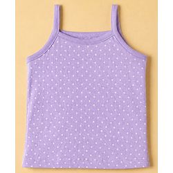 Babyhug 100% Cotton Single Jersey Knit Sleeveless Polka Dots & Floral Print Slips Pack of 3 - Purple White & Pink