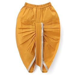 Babyhug Cotton Blend Woven Full Sleeves Solid Dhoti Kurta Set With Sequin Detailing & Embroidery Jacket - Mustard