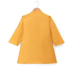 Babyhug Cotton Blend Woven Full Sleeves Solid Dhoti Kurta Set With Sequin Detailing & Embroidery Jacket - Mustard