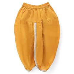 Babyhug Cotton Blend Woven Full Sleeves Solid Dhoti Kurta Set With Sequin Detailing & Embroidery Jacket - Mustard