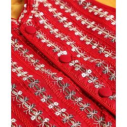 Babyhug Cotton Blend Woven Full Sleeves Solid Dhoti Kurta Set With Sequin Detailing & Embroidery Jacket - Mustard